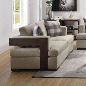 ACME Niamey Fabric & Walnut Loveseat with 2 Pillows Model 54851