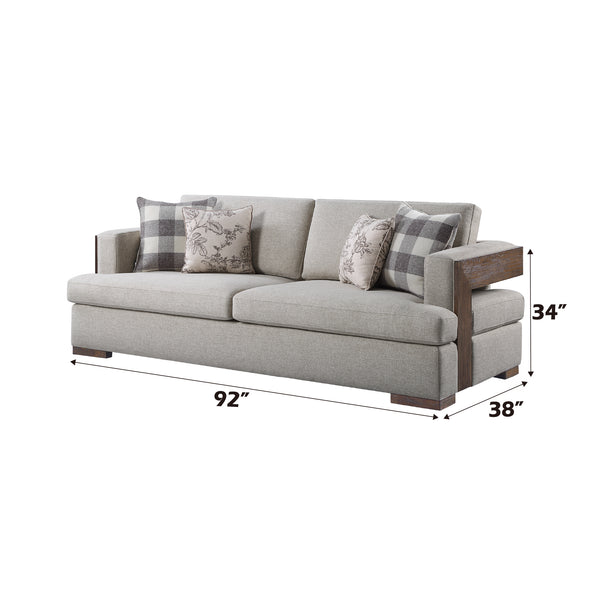 ACME Niamey Fabric & Walnut Sofa with 4 Pillows Model 54850