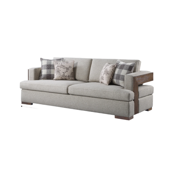 ACME Niamey Fabric & Walnut Sofa with 4 Pillows Model 54850