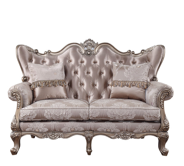 ACME Jayceon Fabric & Champagne Loveseat with 2 Pillows Model 54866
