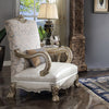 ACME Dresden II Pearl Synthetic Leather/Fabric & Gold Patina Chair with Pillow Model 54877