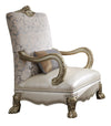 ACME Dresden II Pearl Synthetic Leather/Fabric & Gold Patina Chair with Pillow Model 54877