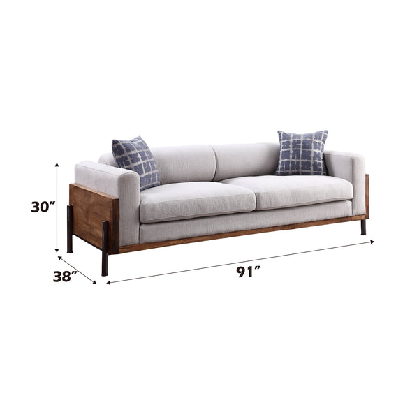 ACME Pelton Fabric & Walnut Sofa with 2 Pillows Model 54890