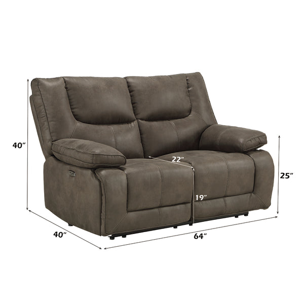 ACME Harumi Gray Fabric Power Motion Loveseat with USB Port Model 54896