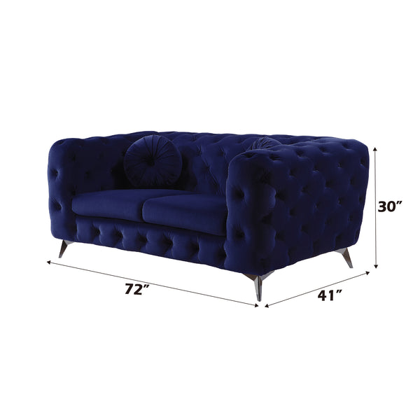 ACME Atronia Blue Velvet Loveseat Model 54901