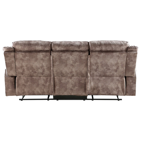 ACME Zubaida Two Tone Chocolate Velvet Motion Sofa & Console with USB Port Model 55020