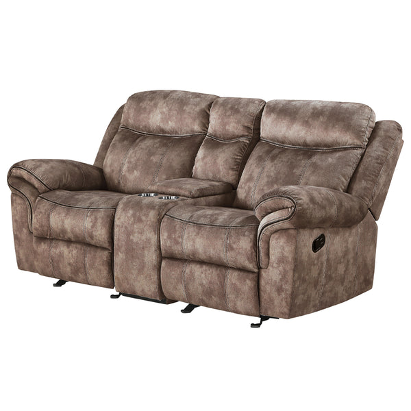 ACME Zubaida Two Tone Chocolate Velvet Motion Loveseat & Console with USB Port Model 55021
