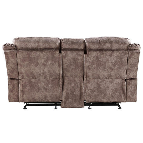 ACME Zubaida Two Tone Chocolate Velvet Motion Loveseat & Console with USB Port Model 55021