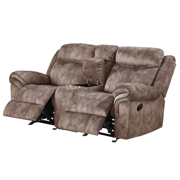 ACME Zubaida Two Tone Chocolate Velvet Motion Loveseat & Console with USB Port Model 55021