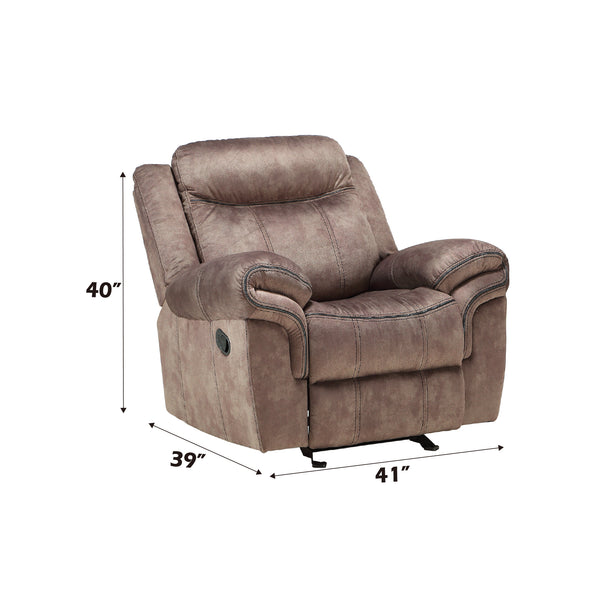 ACME Zubaida Two Tone Chocolate Velvet Motion Glider Recliner Model 55022