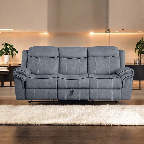 ACME Zubaida Two Tone Gray Velvet Motion Sofa & Console with USB Port Model 55025
