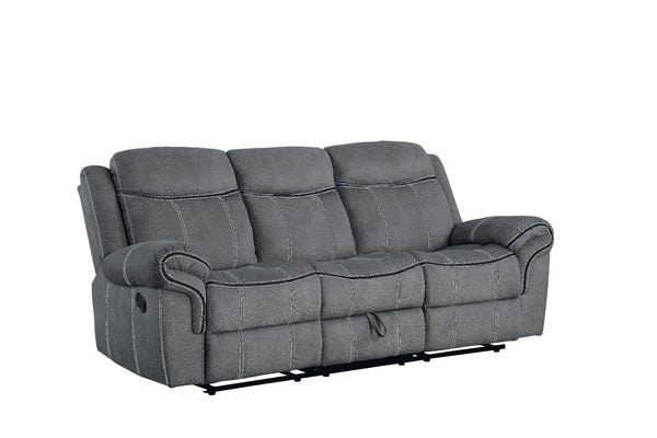 ACME Zubaida Two Tone Gray Velvet Motion Sofa & Console with USB Port Model 55025