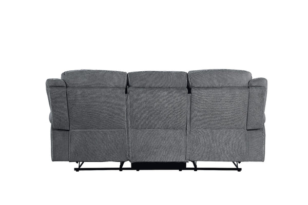 ACME Zubaida Two Tone Gray Velvet Motion Sofa & Console with USB Port Model 55025