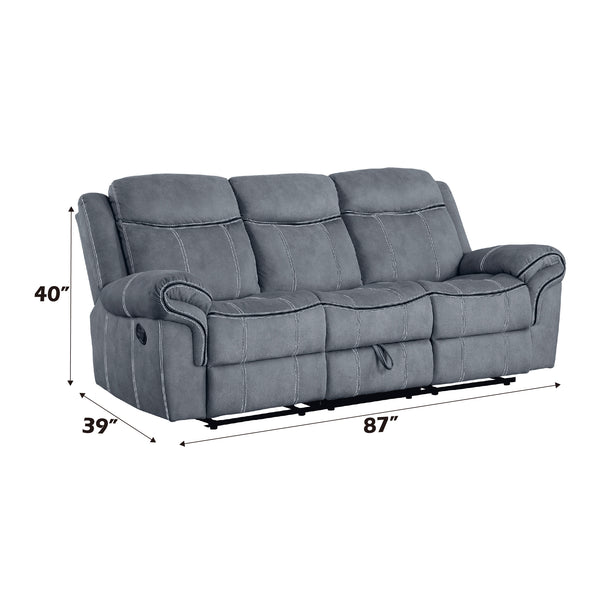 ACME Zubaida Two Tone Gray Velvet Motion Sofa & Console with USB Port Model 55025