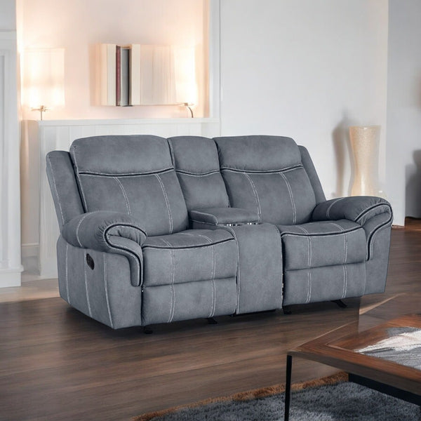 ACME Zubaida Two Tone Gray Velvet Motion Loveseat & Console with USB Port Model 55026