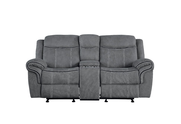 ACME Zubaida Two Tone Gray Velvet Motion Loveseat & Console with USB Port Model 55026