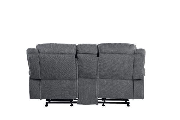 ACME Zubaida Two Tone Gray Velvet Motion Loveseat & Console with USB Port Model 55026