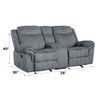 ACME Zubaida Two Tone Gray Velvet Motion Loveseat & Console with USB Port Model 55026