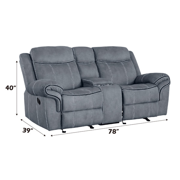 ACME Zubaida Two Tone Gray Velvet Motion Loveseat & Console with USB Port Model 55026