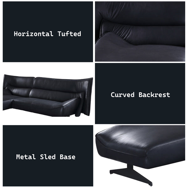 ACME Maeko Dark Gray Top Grain Leather Sectional Sofa Model 55060