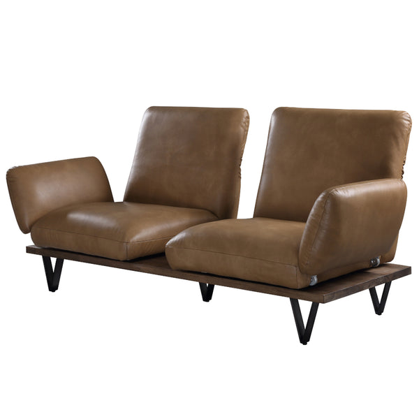 ACME Narech Nutmeg Top Grain Leather Sofa with Swivel Model 55065