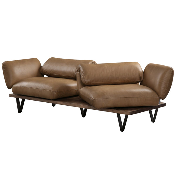 ACME Narech Nutmeg Top Grain Leather Sofa with Swivel Model 55065
