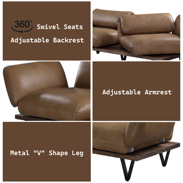 ACME Narech Nutmeg Top Grain Leather Sofa with Swivel Model 55065