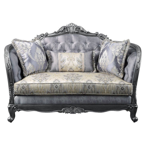 ACME Ariadne Fabric & Platinum Loveseat with 3 Pillows Model 55346