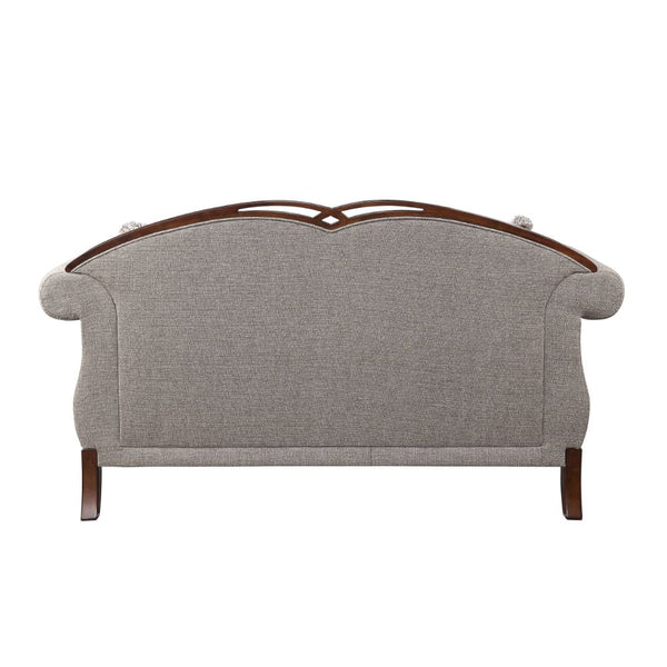 ACME Miyeon Fabric & Cherry Loveseat with 3 Pillows Model 55366