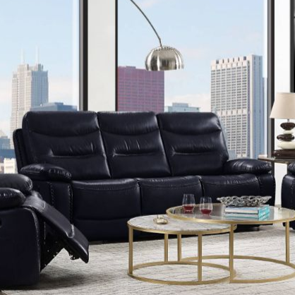 ACME Aashi Navy LeatherGel Match Motion Sofa Model 55370