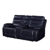 ACME Aashi Navy LeatherGel Match Motion Loveseat with Console Model 55371