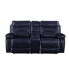 ACME Aashi Navy LeatherGel Match Motion Loveseat with Console Model 55371