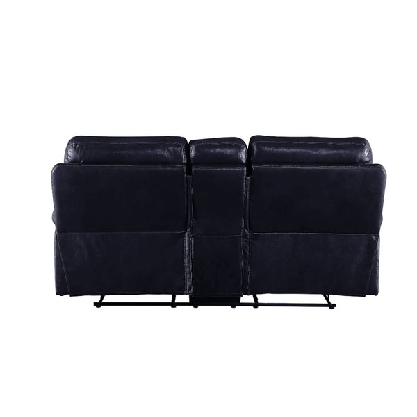 ACME Aashi Navy LeatherGel Match Motion Loveseat with Console Model 55371