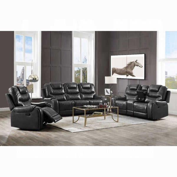 ACME Braylon Magnetite Synthetic Leather Motion Loveseat with Console Model 55411