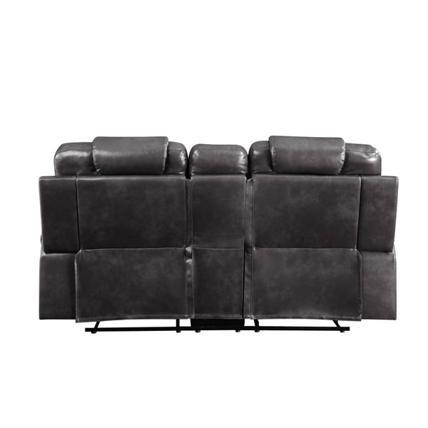 ACME Braylon Magnetite Synthetic Leather Motion Loveseat with Console Model 55411