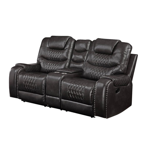 ACME Braylon Magnetite Synthetic Leather Motion Loveseat with Console Model 55411