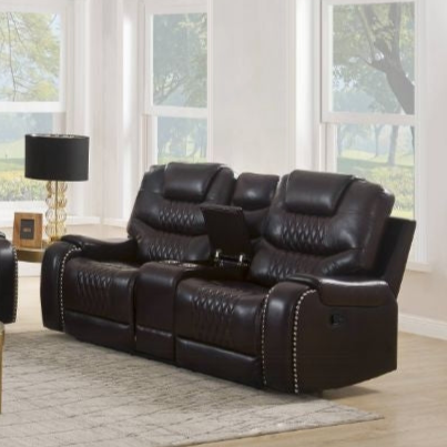 ACME Braylon Brown Synthetic Leather Motion Loveseat with Console Model 55416