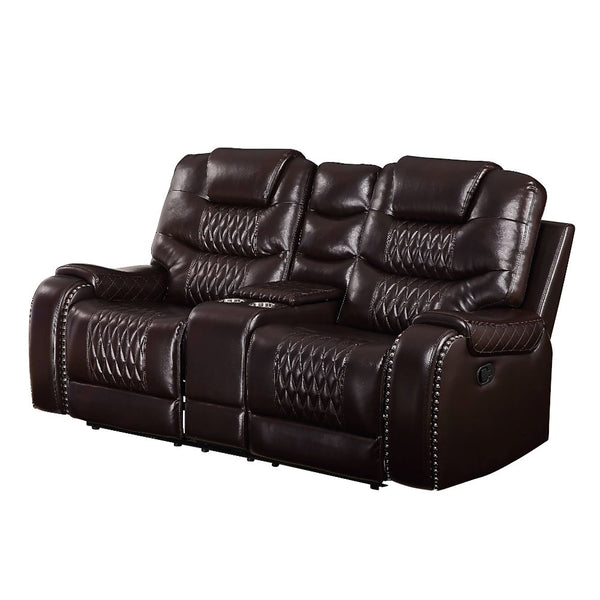 ACME Braylon Brown Synthetic Leather Motion Loveseat with Console Model 55416