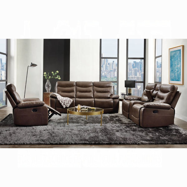 ACME Aashi Brown LeatherGel Match Motion Loveseat with Console Model 55421