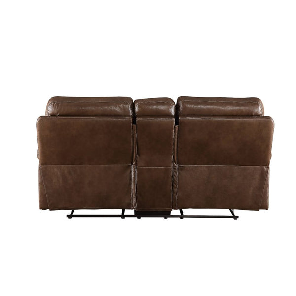ACME Aashi Brown LeatherGel Match Motion Loveseat with Console Model 55421