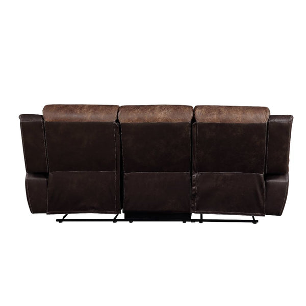 ACME Jaylen Toffee & Espresso Polished Microfiber Motion Sofa Model 55425