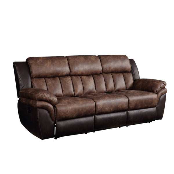 ACME Jaylen Toffee & Espresso Polished Microfiber Motion Sofa Model 55425