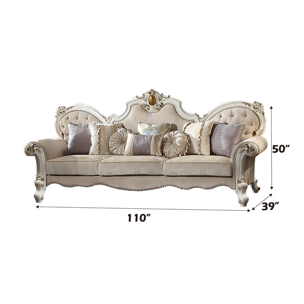 ACME Picardy Fabric & Antique Pearl Oversized Sofa with 8 Pillows Model 55465