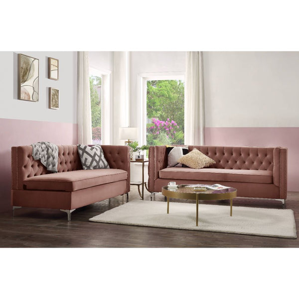 ACME Rhett Coral Velvet Sectional Sofa Model 55505