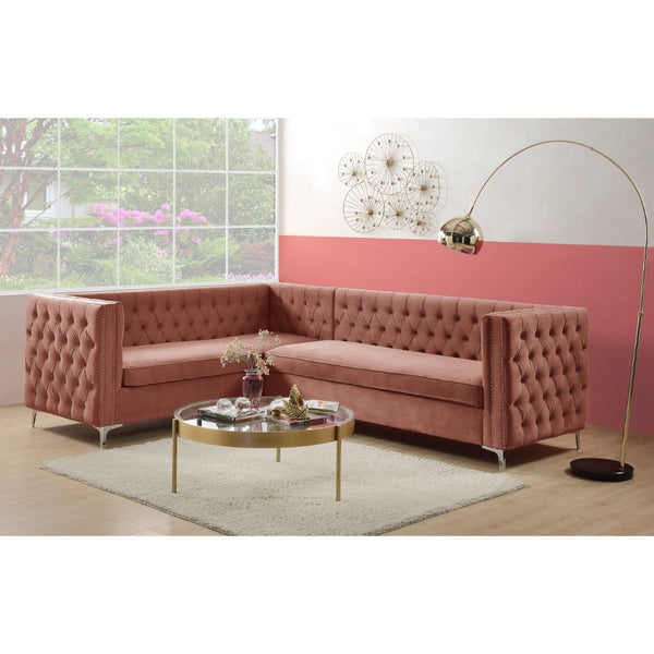 ACME Rhett Coral Velvet Sectional Sofa Model 55505