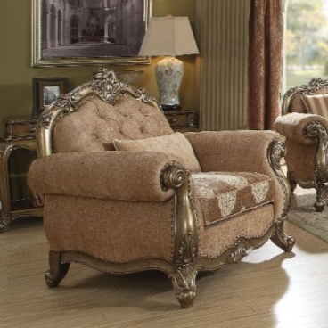 ACME Ragenardus Fabric & Vintage Oak Chair with Pillow Model 56032