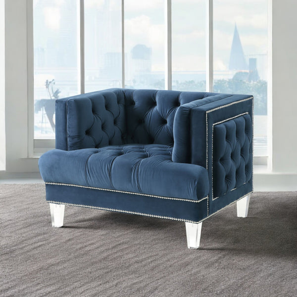ACME Ansario Blue Velvet Chair Model 56457