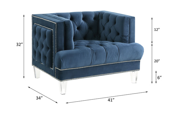 ACME Ansario Blue Velvet Chair Model 56457