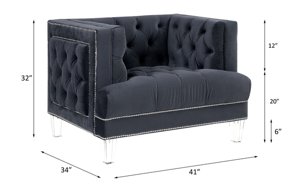 ACME Ansario Charcoal Velvet Chair Model 56462