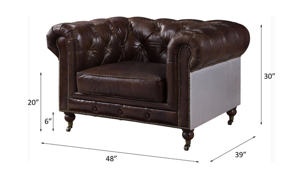 ACME Aberdeen Vintage Brown Top Grain Leather Chair Model 56592